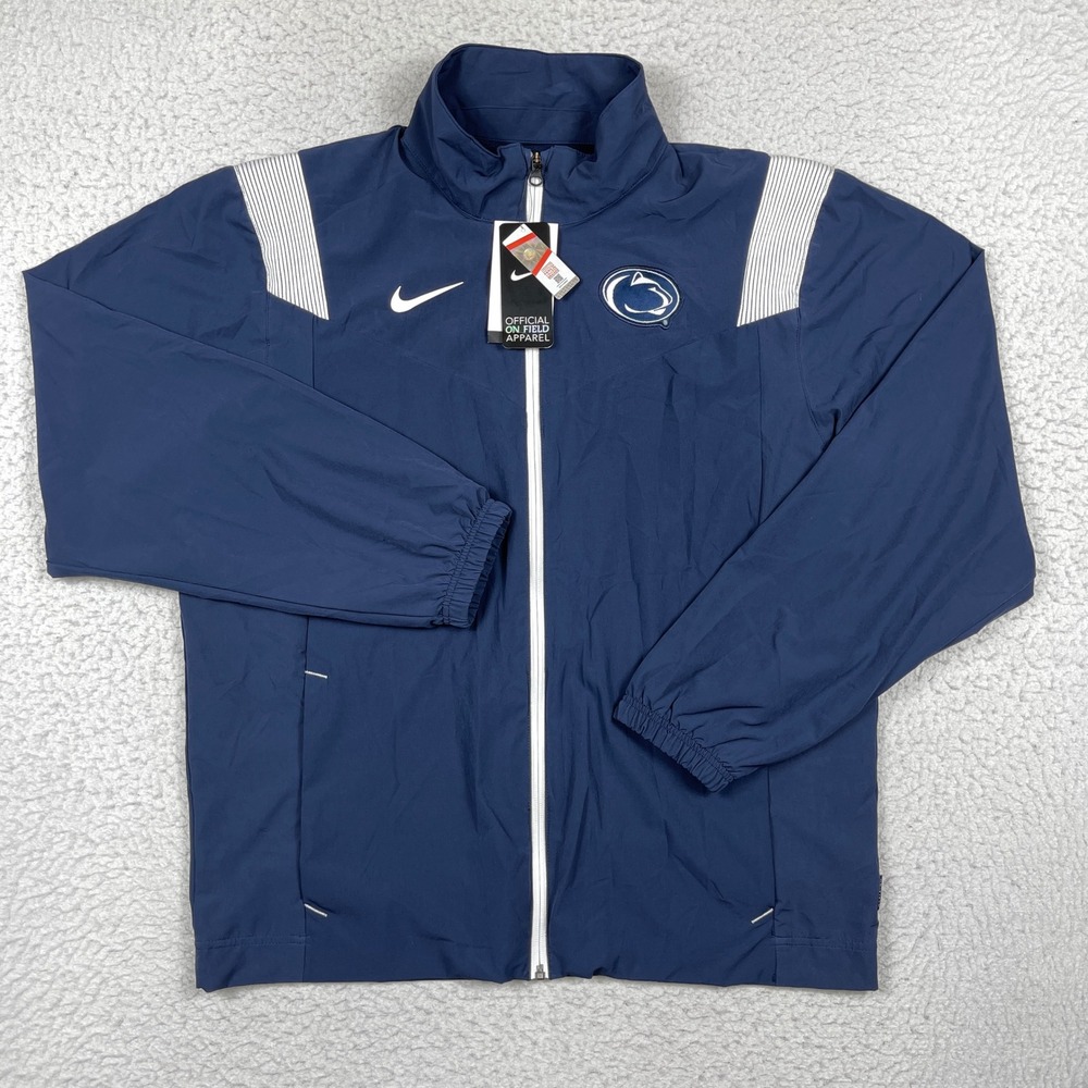 Penn State Jacket Mens Medium Navy Sideline Full Zip Windbreaker PSU Football